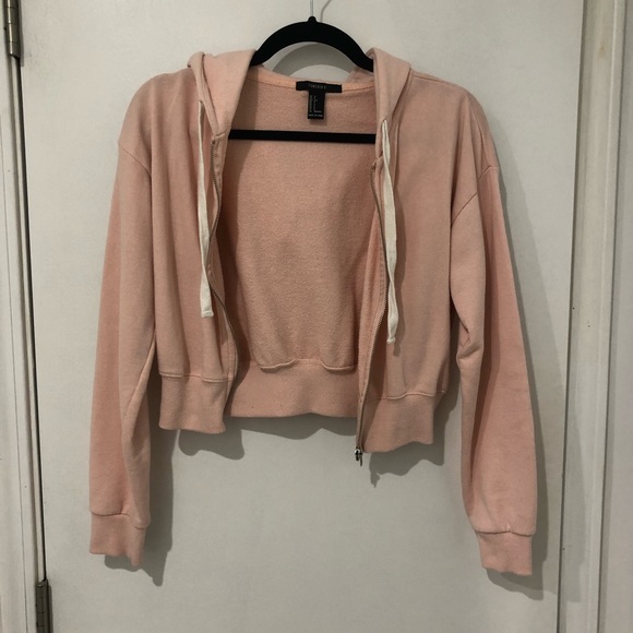 Forever 21 Pink & White Cropped Hoodie 💖 - Picture 3 of 14